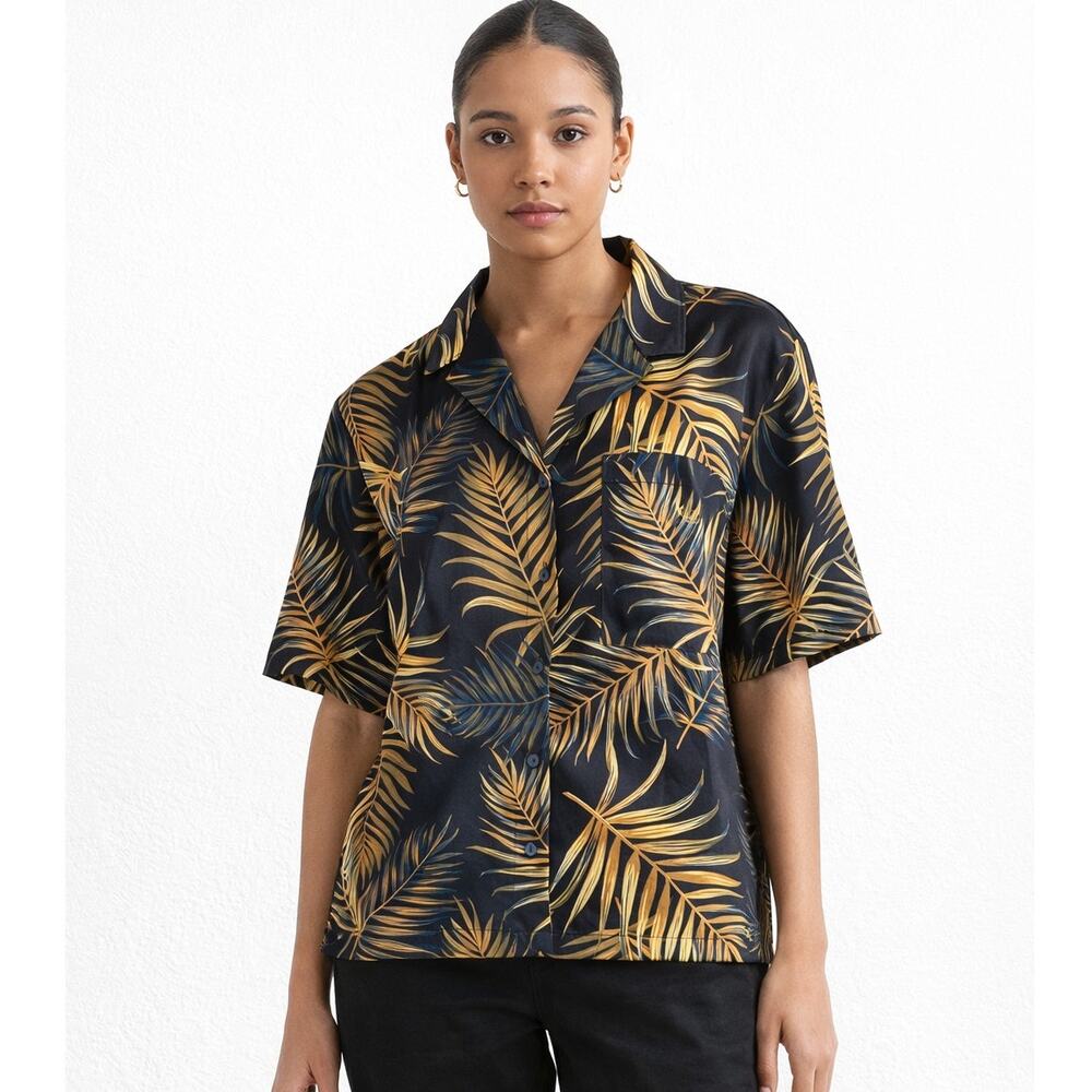 KITH Women's Carla Camp Collar Shirt Leaf Print Size Large